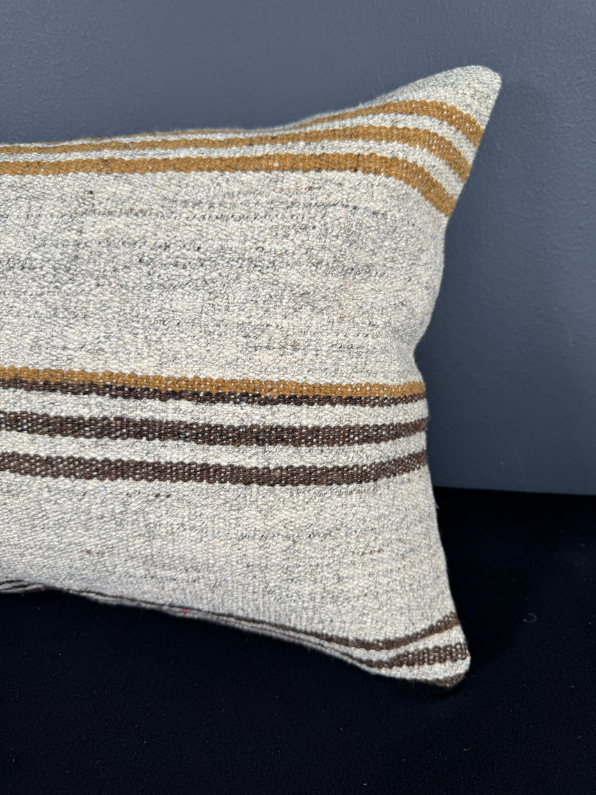 Turkish Hemp Pillow Cushion Natural Beige Brown Pillow Cushion Cover 16" x 24" #30127