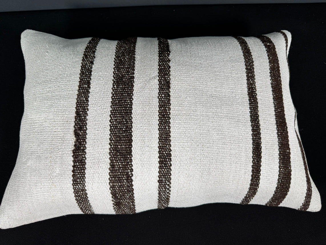 Turkish Hemp Pillow Cushion Natural Beige Dark Brown Pillow Cushion Cover 16" x 24" #30126