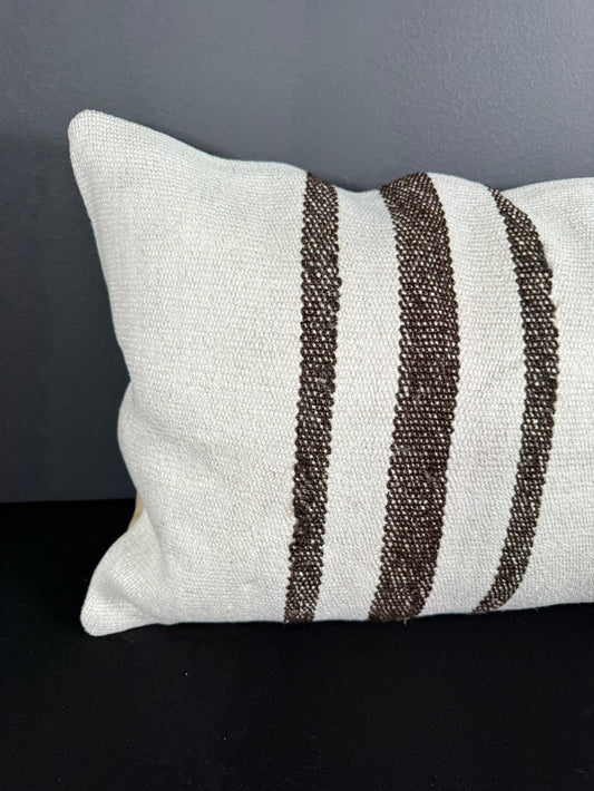 Turkish Hemp Pillow Cushion Natural Beige Dark Brown Pillow Cushion Cover 16" x 24" #30126