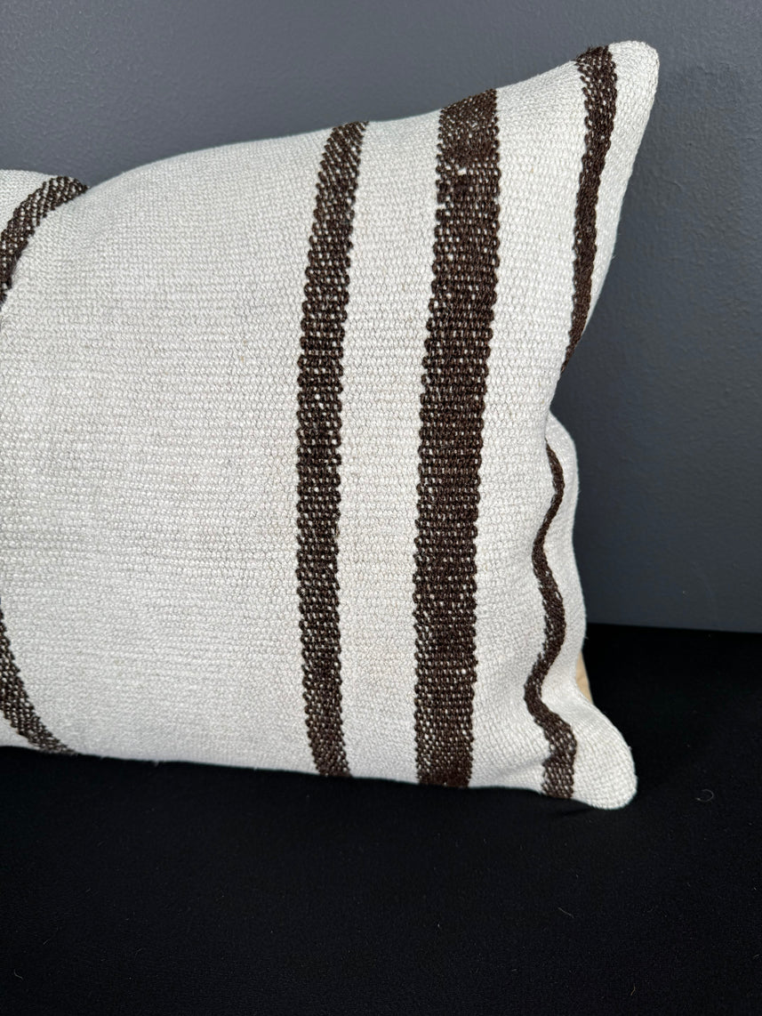 Turkish Hemp Pillow Cushion Natural Beige Dark Brown Pillow Cushion Cover 16" x 24" #30126
