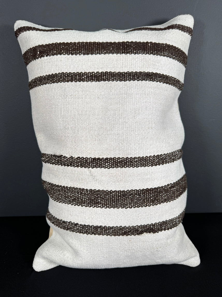 Turkish Hemp Pillow Cushion Natural Beige Dark Brown Pillow Cushion Cover 16" x 24" #30126
