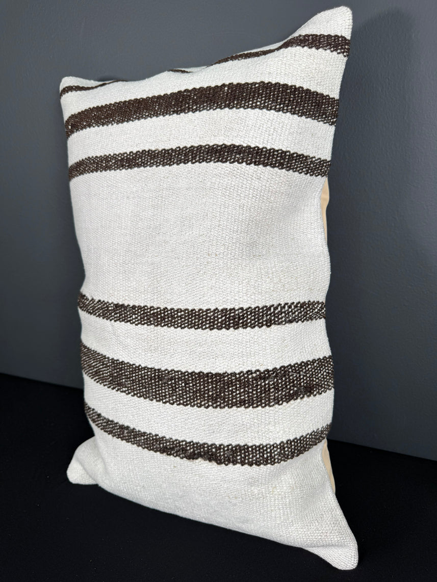 Turkish Hemp Pillow Cushion Natural Beige Dark Brown Pillow Cushion Cover 16" x 24" #30126