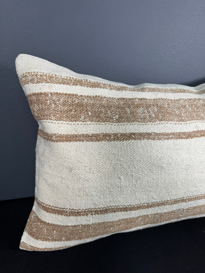 Turkish Hemp Pillow Cushion Natural Beige Brown Pillow Cushion Cover 16" x 24" #30043