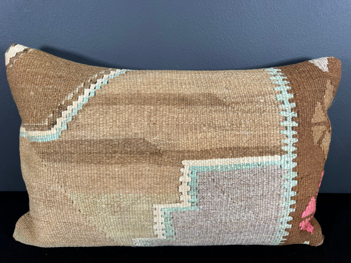 Turkish Hemp Pillow Cushion Natural Blue Brown Pillow Cushion Cover 16" x 24" #30111
