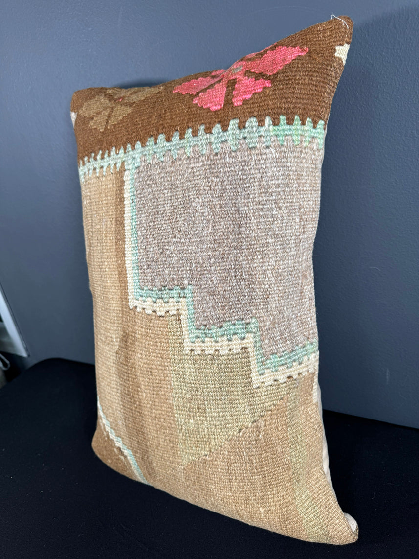 Turkish Hemp Pillow Cushion Natural Blue Brown Pillow Cushion Cover 16" x 24" #30111