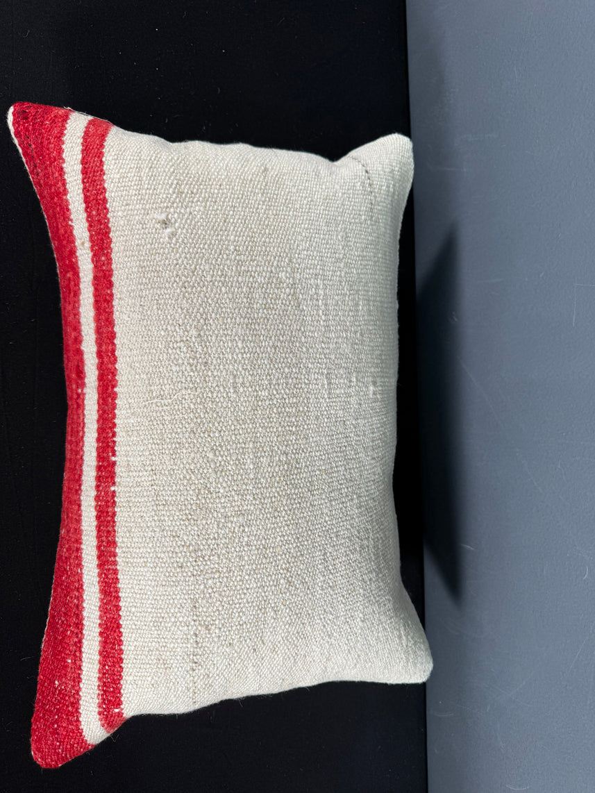 Turkish Hemp Pillow Cushion Natural Beige Red Pillow Cushion Cover 16" x 24" #30020