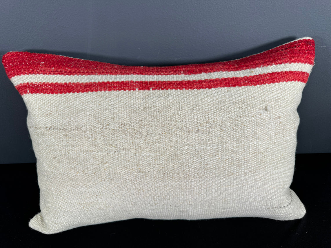 Turkish Hemp Pillow Cushion Natural Beige Red Pillow Cushion Cover 16" x 24" #30020