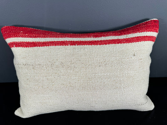 Turkish Hemp Pillow Cushion Natural Beige Red Pillow Cushion Cover 16" x 24" #30020