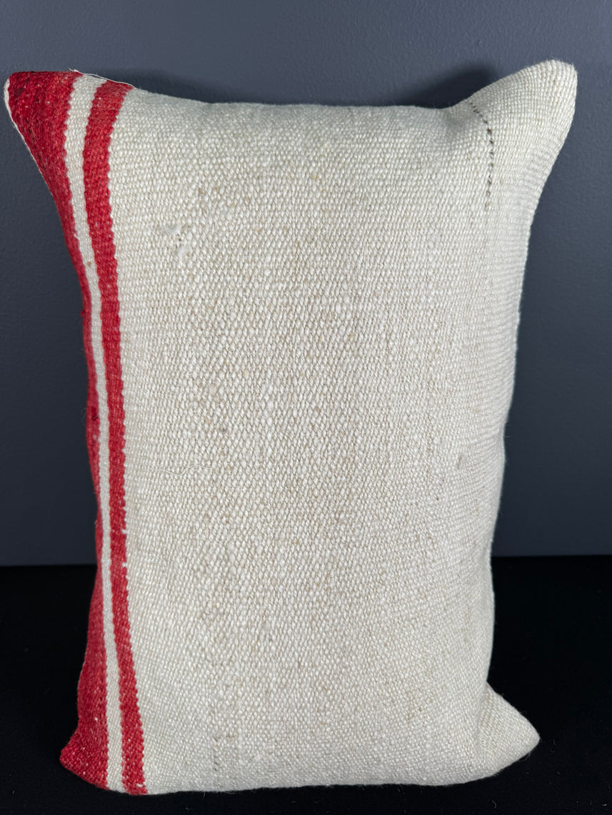 Turkish Hemp Pillow Cushion Natural Beige Red Pillow Cushion Cover 16" x 24" #30020