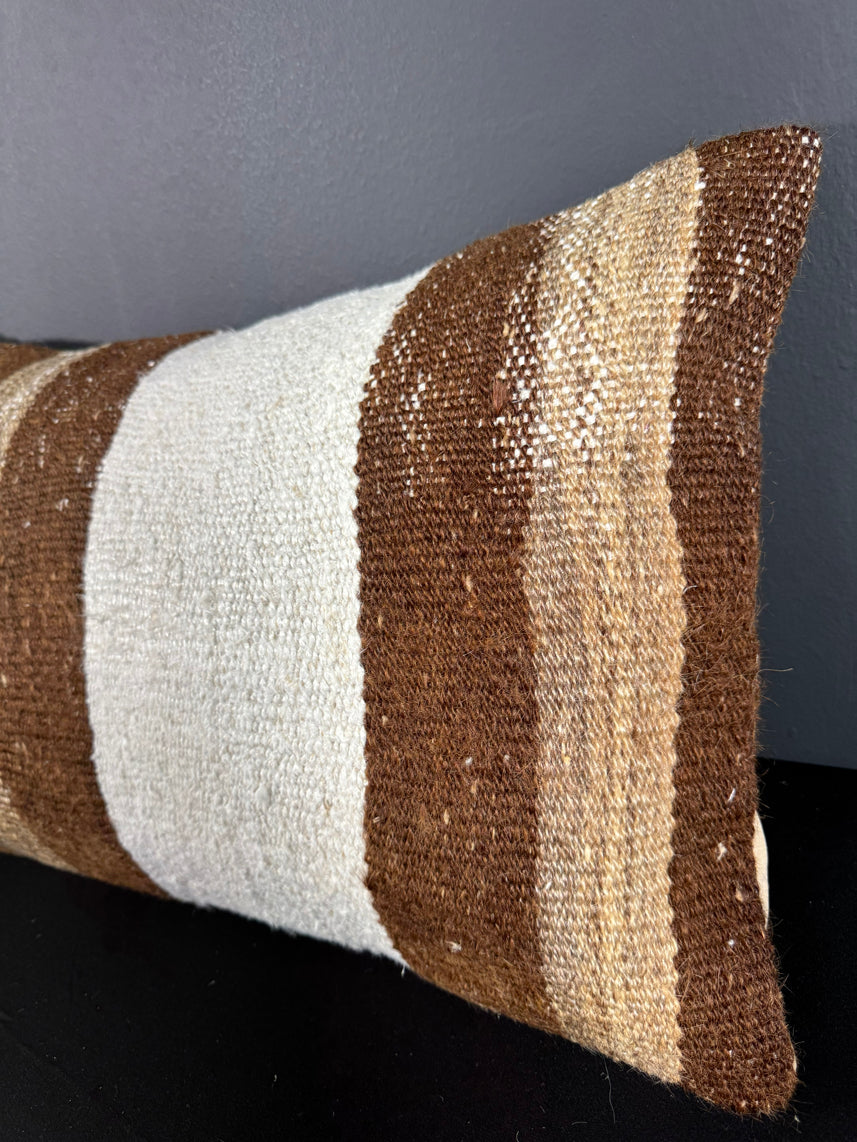 Turkish Hemp Pillow Cushion Natural Beige Brown Pillow Cushion Cover 16" x 24" #30021