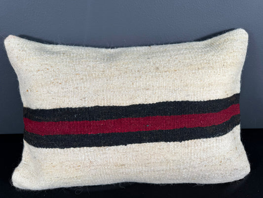 Turkish Hemp Pillow Cushion Natural Beige Red Pillow Cushion Cover 16" x 24" #30022