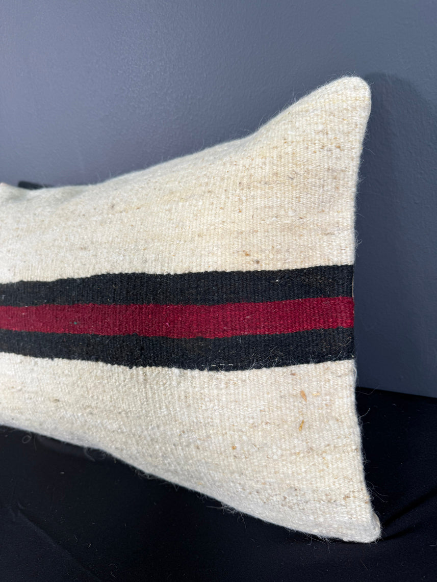 Turkish Hemp Pillow Cushion Natural Beige Red Pillow Cushion Cover 16" x 24" #30022