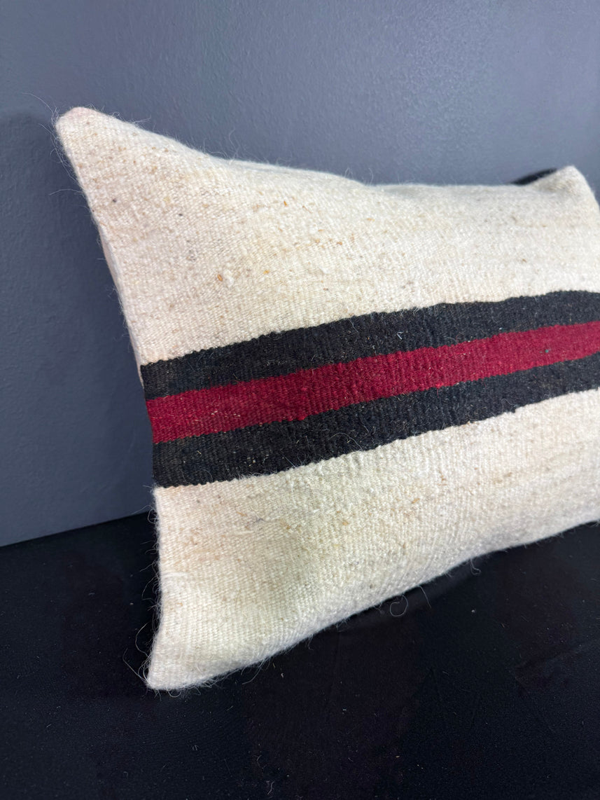 Turkish Hemp Pillow Cushion Natural Beige Red Pillow Cushion Cover 16" x 24" #30022