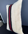 Turkish Hemp Pillow Cushion Natural Beige Red Pillow Cushion Cover 16" x 24" #30022