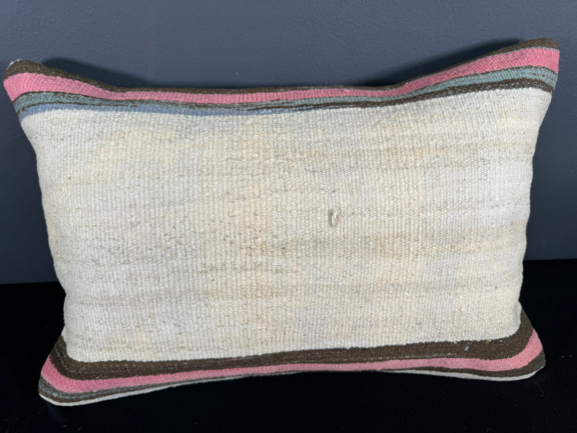 Turkish Hemp Pillow Cushion Natural Beige Pink Pillow Cushion Cover 16" x 24" #30026