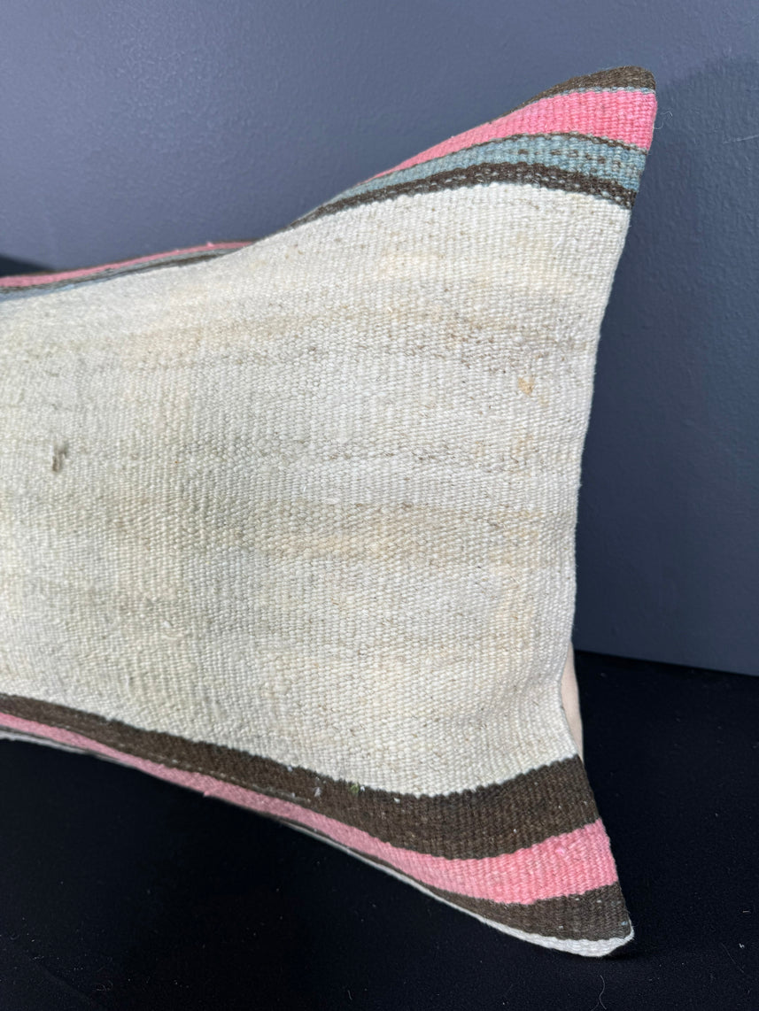 Turkish Hemp Pillow Cushion Natural Beige Pink Pillow Cushion Cover 16" x 24" #30026