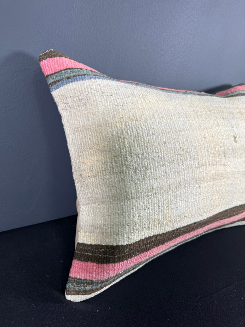 Turkish Hemp Pillow Cushion Natural Beige Pink Pillow Cushion Cover 16" x 24" #30026