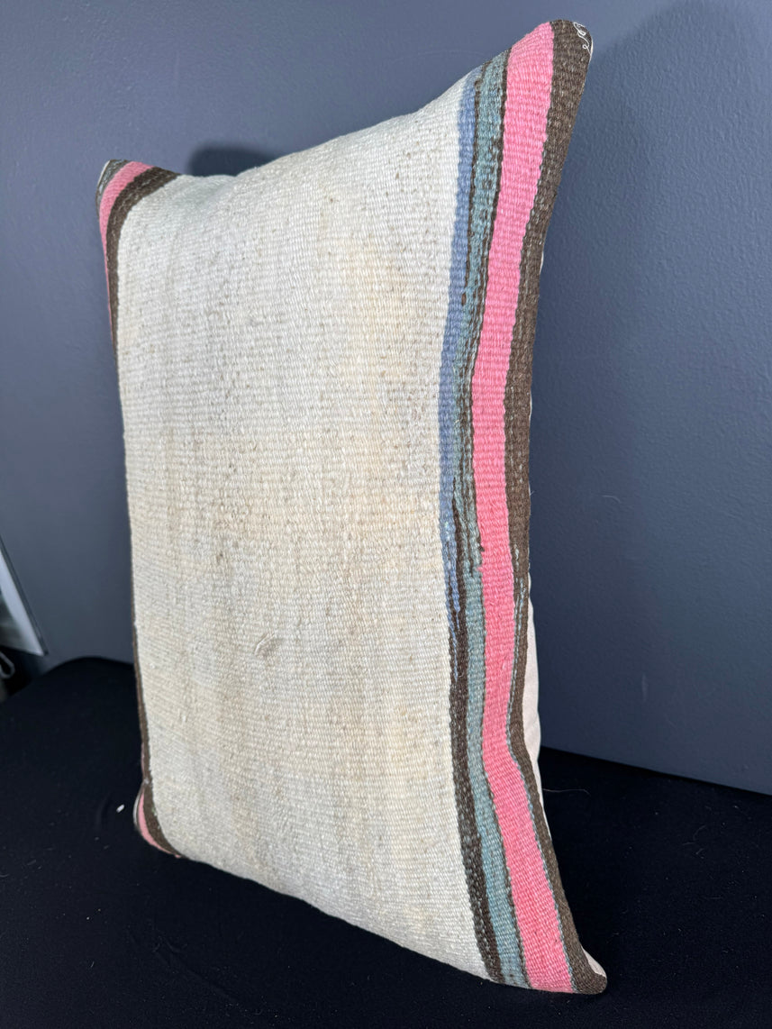 Turkish Hemp Pillow Cushion Natural Beige Pink Pillow Cushion Cover 16" x 24" #30026