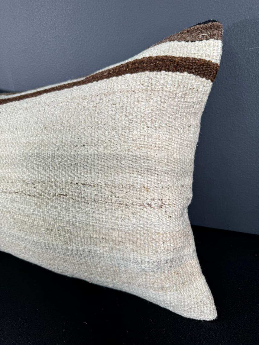 Turkish Hemp Pillow Cushion Natural Beige Brown Pillow Cushion Cover 16" x 24" #30029