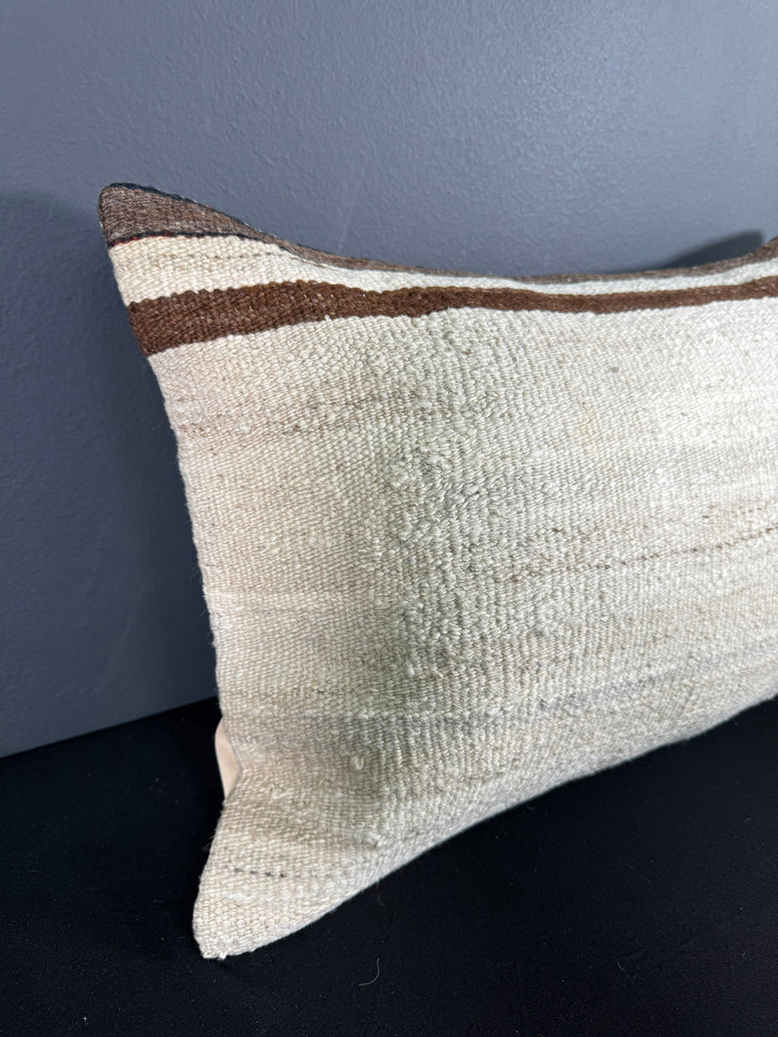 Turkish Hemp Pillow Cushion Natural Beige Brown Pillow Cushion Cover 16" x 24" #30029