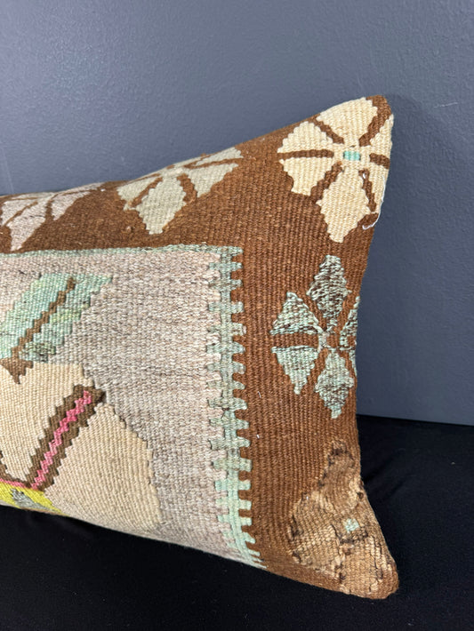 Turkish Hemp Pillow Cushion Natural Light Cream Brown Pillow Cushion Cover 16" x 24" #30030