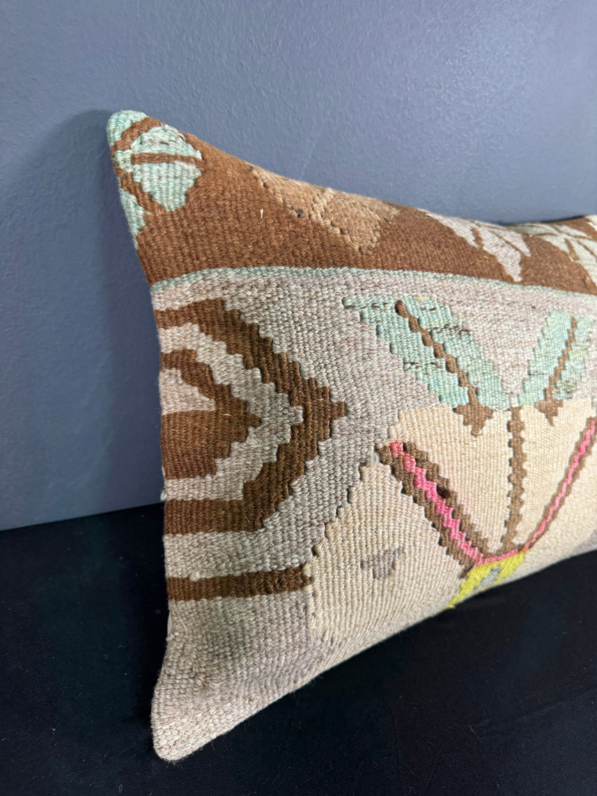 Turkish Hemp Pillow Cushion Natural Light Cream Brown Pillow Cushion Cover 16" x 24" #30030