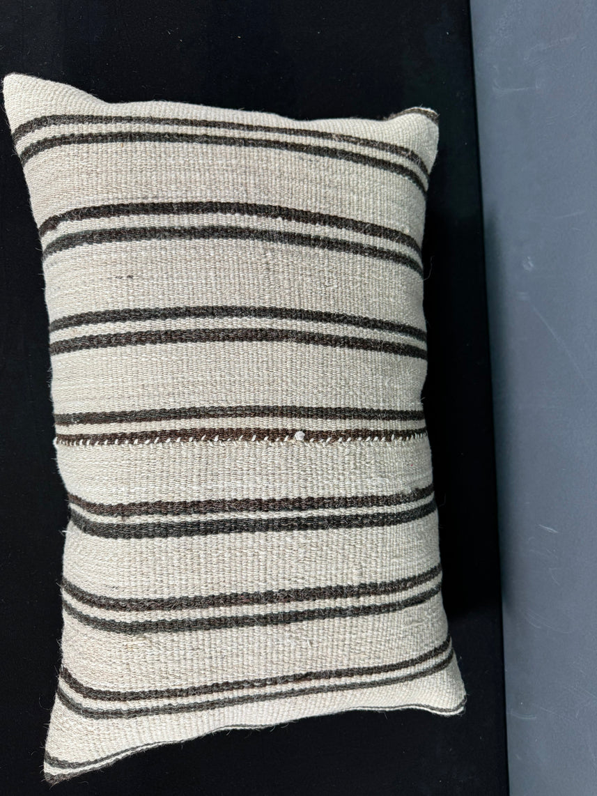 Turkish Hemp Pillow Cushion Natural Beige Dark Brown Pillow Cushion Cover 16" x 24" #30097