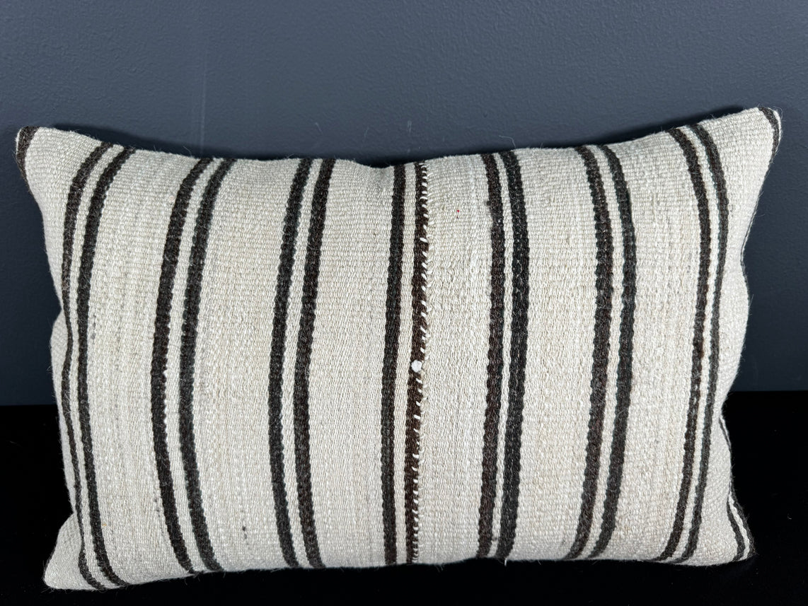 Turkish Hemp Pillow Cushion Natural Beige Dark Brown Pillow Cushion Cover 16" x 24" #30097