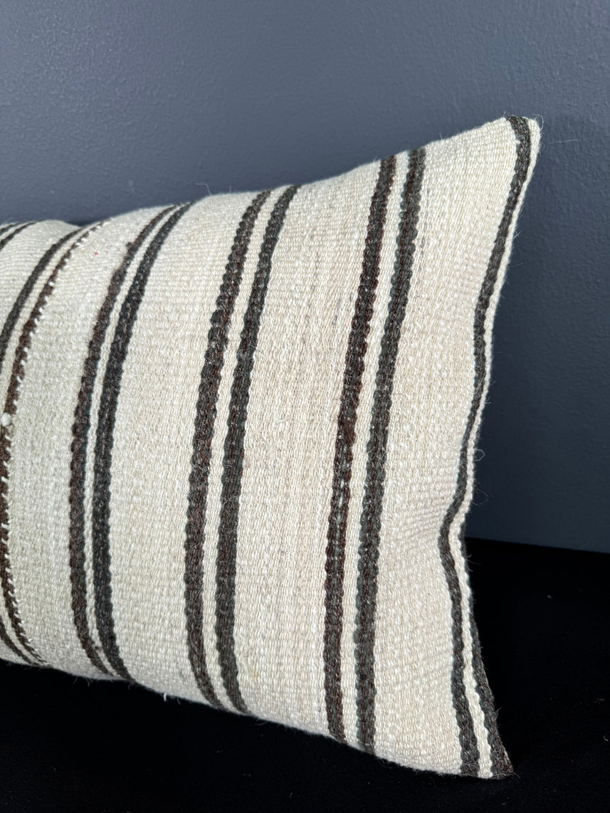 Turkish Hemp Pillow Cushion Natural Beige Dark Brown Pillow Cushion Cover 16" x 24" #30097