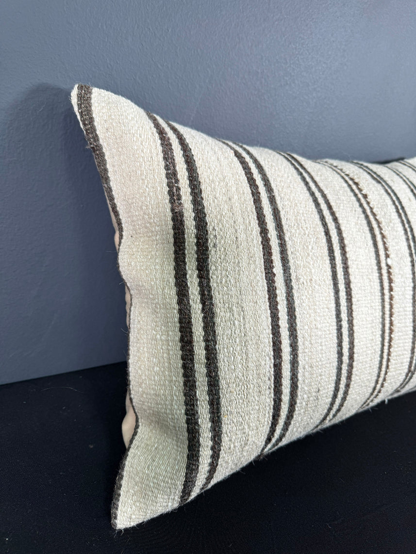 Turkish Hemp Pillow Cushion Natural Beige Dark Brown Pillow Cushion Cover 16" x 24" #30097