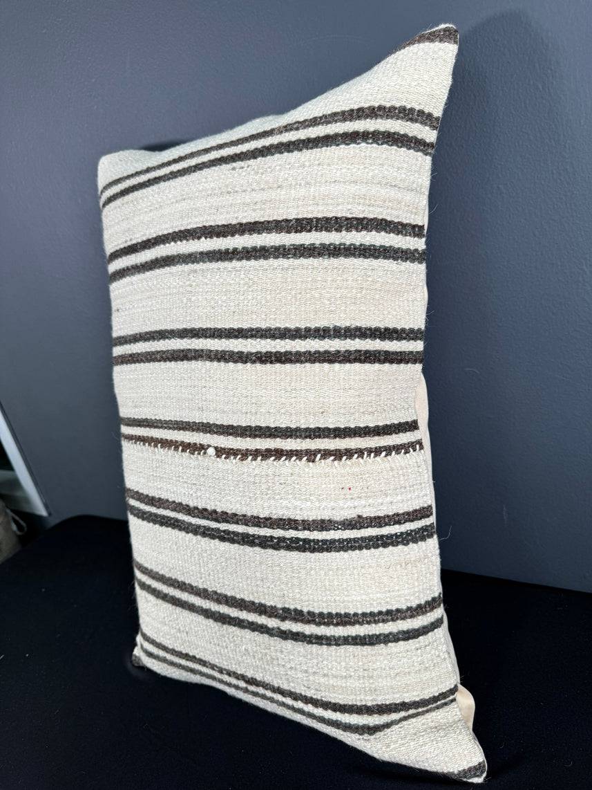 Turkish Hemp Pillow Cushion Natural Beige Dark Brown Pillow Cushion Cover 16" x 24" #30097