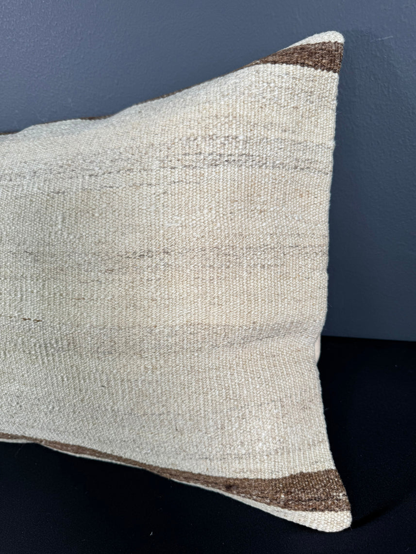 Turkish Hemp Pillow Cushion Natural Beige Brown Pillow Cushion Cover 16" x 24" #30002