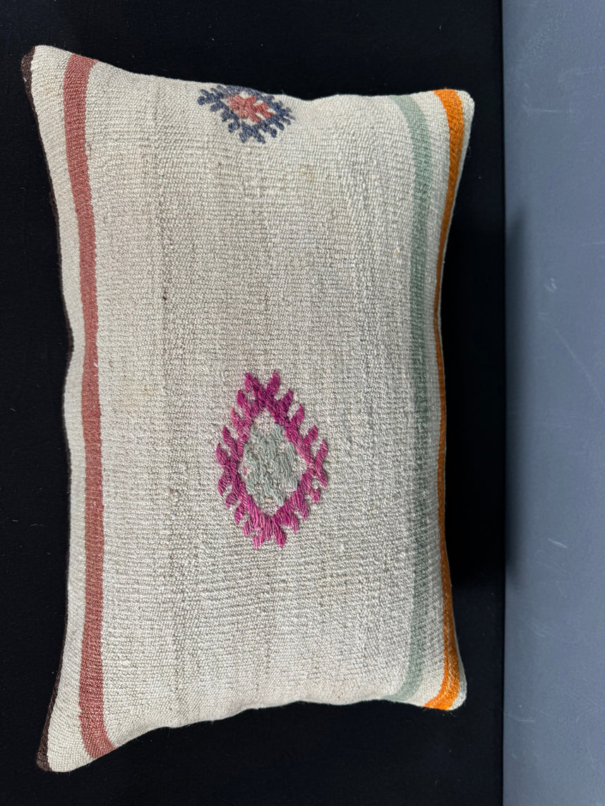 Turkish Hemp Pillow Cushion Natural Beige Pink Pillow Cushion Cover 16" x 24" #30017