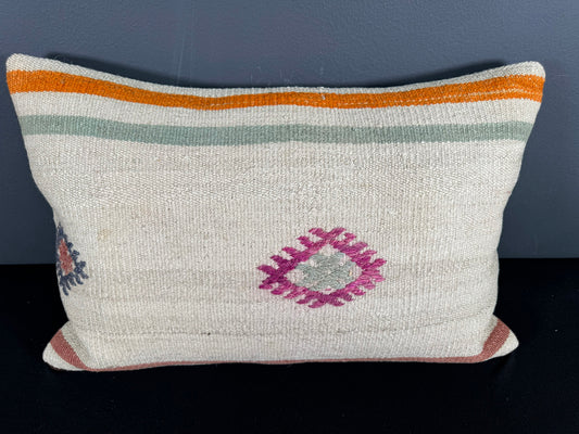 Turkish Hemp Pillow Cushion Natural Beige Pink Pillow Cushion Cover 16" x 24" #30017