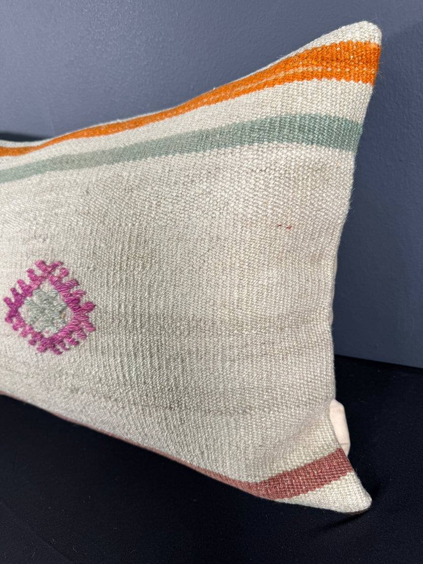 Turkish Hemp Pillow Cushion Natural Beige Pink Pillow Cushion Cover 16" x 24" #30017