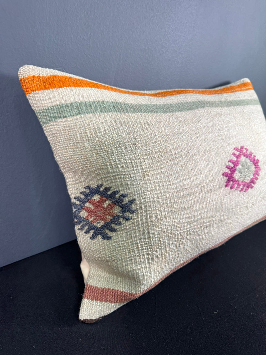 Turkish Hemp Pillow Cushion Natural Beige Pink Pillow Cushion Cover 16" x 24" #30017