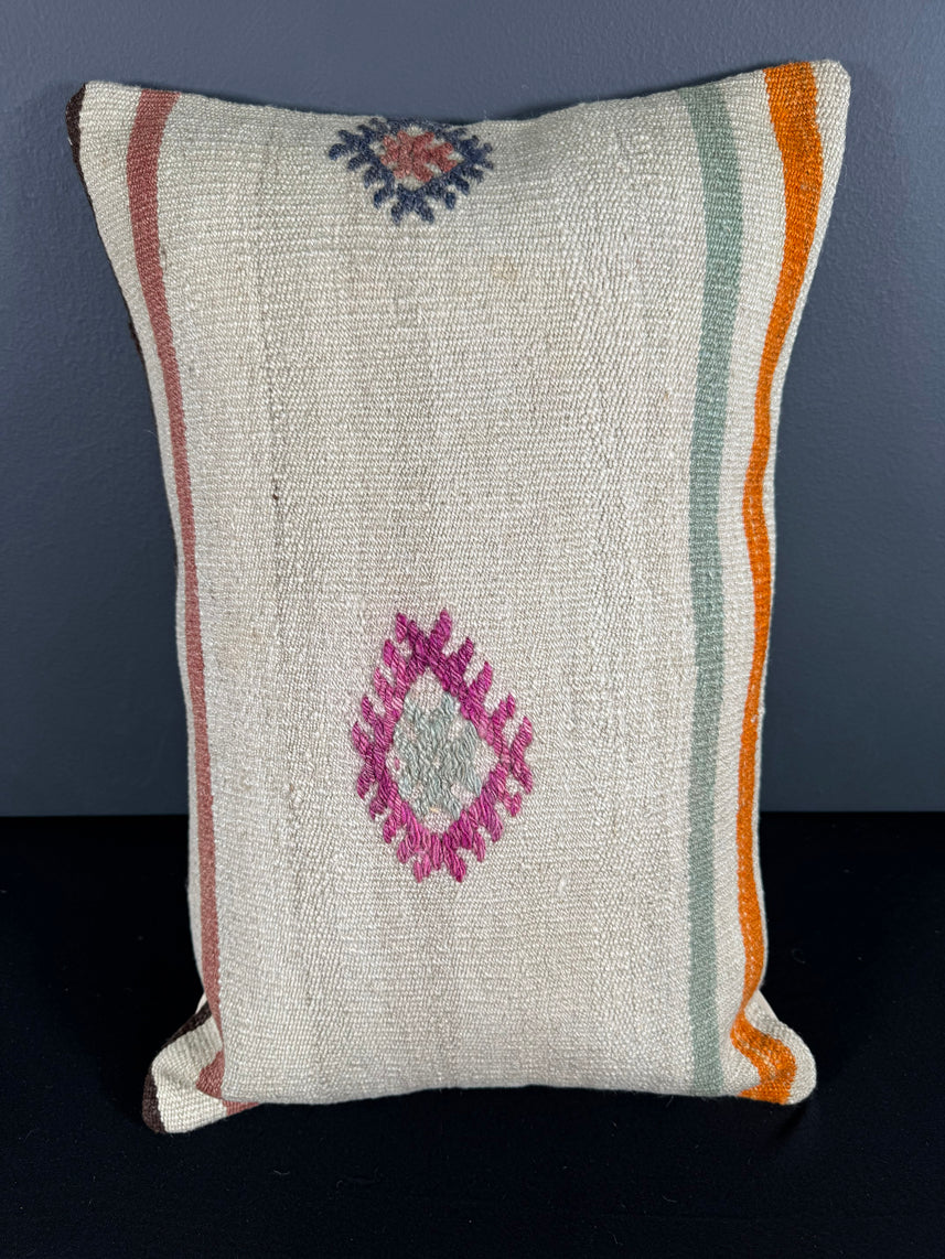 Turkish Hemp Pillow Cushion Natural Beige Pink Pillow Cushion Cover 16" x 24" #30017