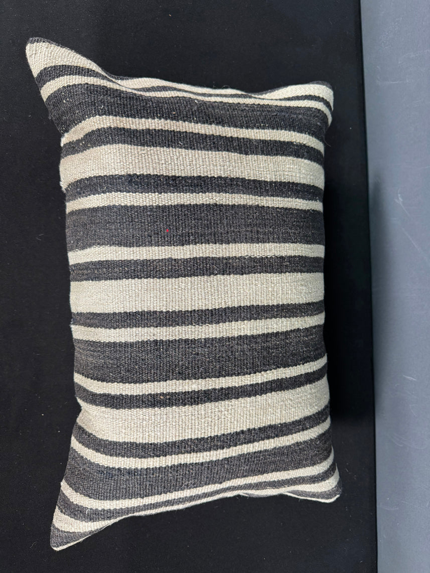 Turkish Hemp Pillow Cushion Natural Beige Black Pillow Cushion Cover 16" x 24" #30004