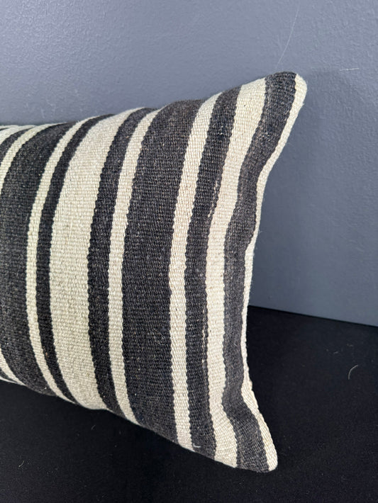 Turkish Hemp Pillow Cushion Natural Beige Black Pillow Cushion Cover 16" x 24" #30004
