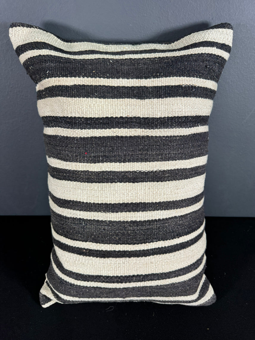 Turkish Hemp Pillow Cushion Natural Beige Black Pillow Cushion Cover 16" x 24" #30004