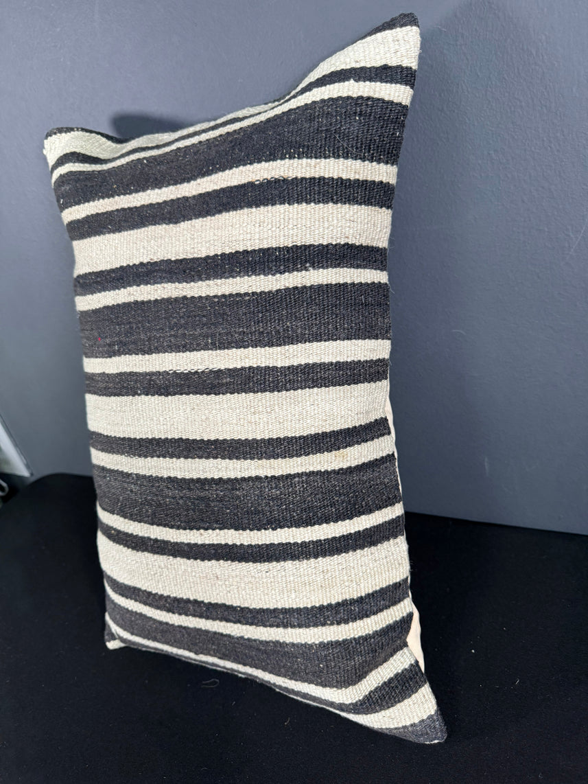 Turkish Hemp Pillow Cushion Natural Beige Black Pillow Cushion Cover 16" x 24" #30004
