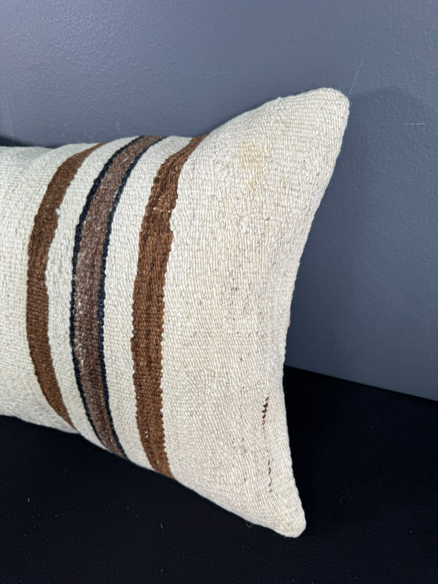 Turkish Hemp Pillow Cushion Natural Beige Brown Pillow Cushion Cover 16" x 24" #30044