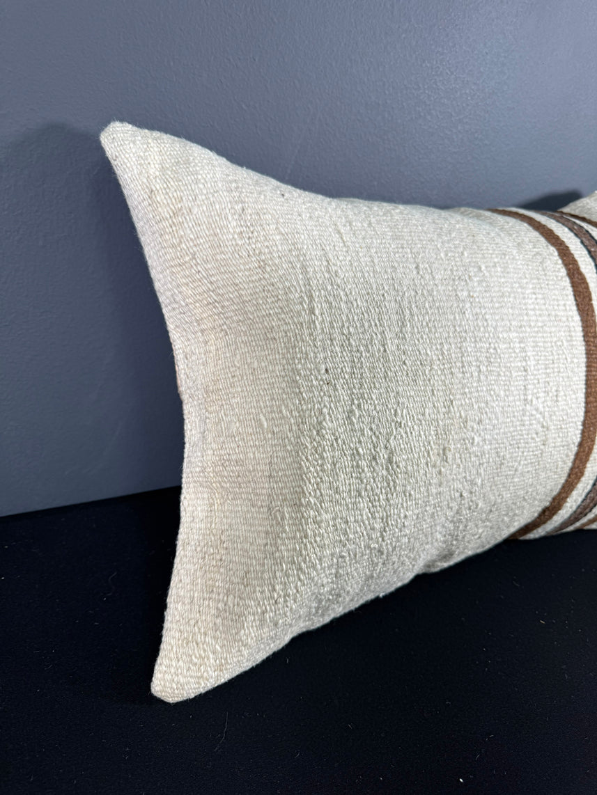 Turkish Hemp Pillow Cushion Natural Beige Brown Pillow Cushion Cover 16" x 24" #30044