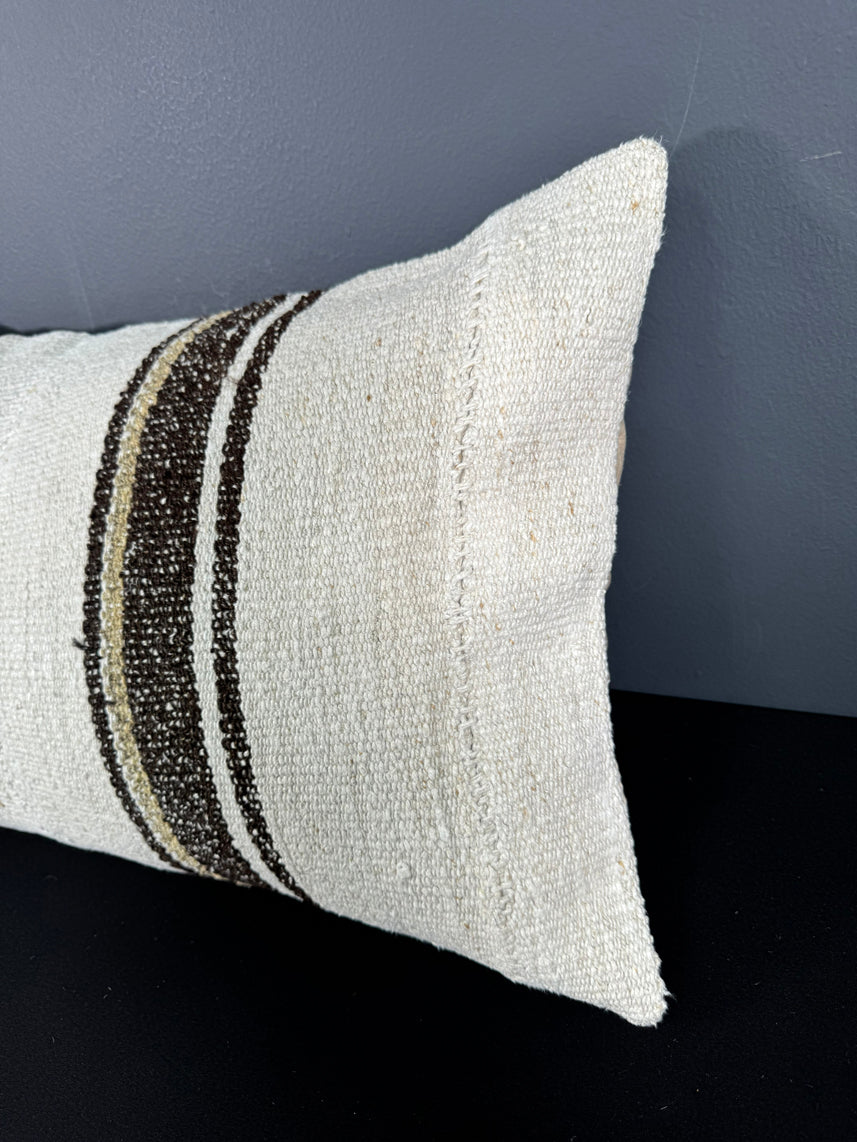 Turkish Hemp Pillow Cushion Natural Beige Brown Pillow Cushion Cover 16" x 24" #30046
