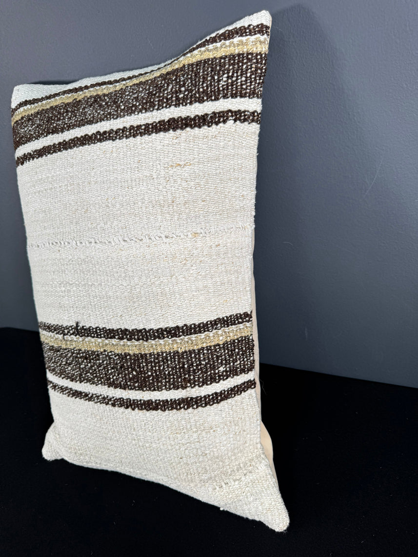 Turkish Hemp Pillow Cushion Natural Beige Brown Pillow Cushion Cover 16" x 24" #30046
