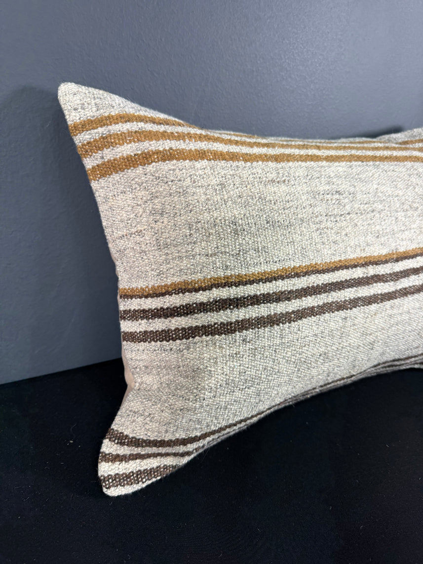 Turkish Hemp Pillow Cushion Natural Beige Brown Pillow Cushion Cover 16" x 24" #30047