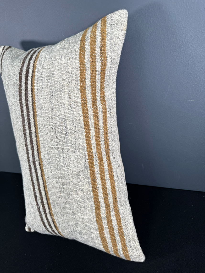 Turkish Hemp Pillow Cushion Natural Beige Brown Pillow Cushion Cover 16" x 24" #30047