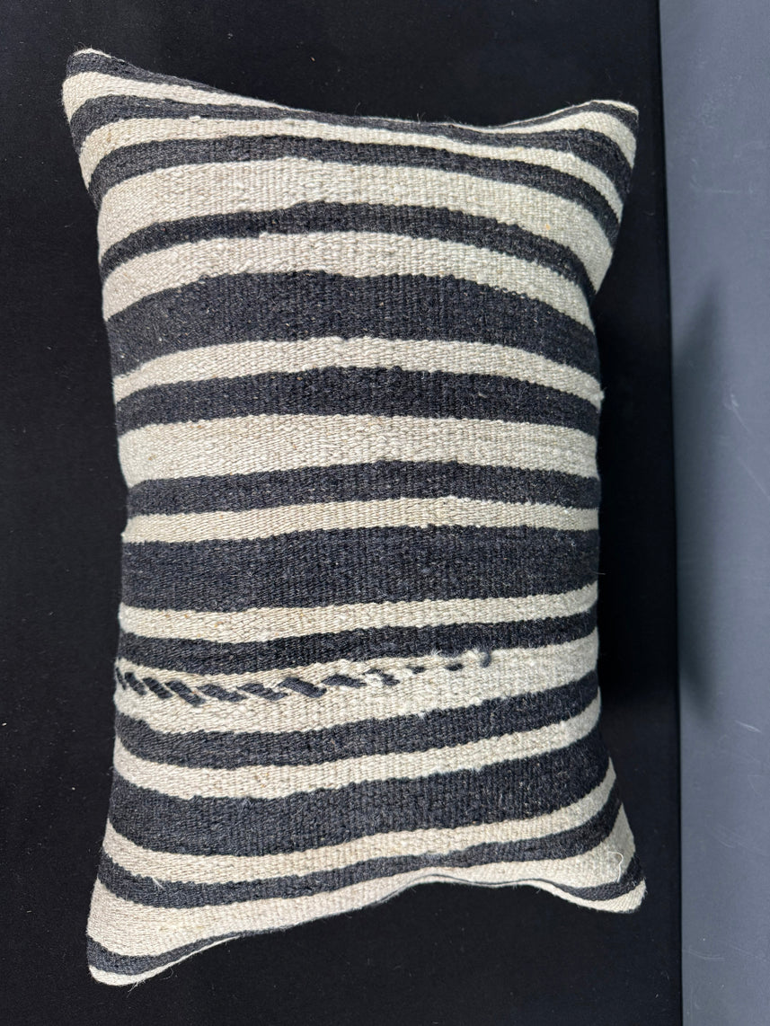 Turkish Hemp Pillow Cushion Natural Beige Black Pillow Cushion Cover 16" x 24" #30049
