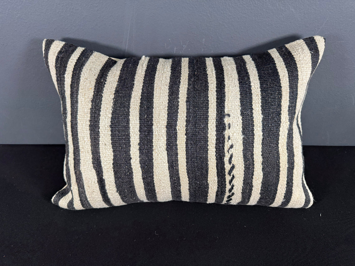 Turkish Hemp Pillow Cushion Natural Beige Black Pillow Cushion Cover 16" x 24" #30049
