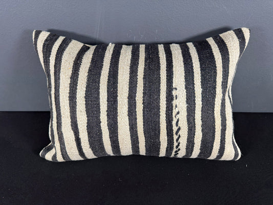Turkish Hemp Pillow Cushion Natural Beige Black Pillow Cushion Cover 16" x 24" #30049